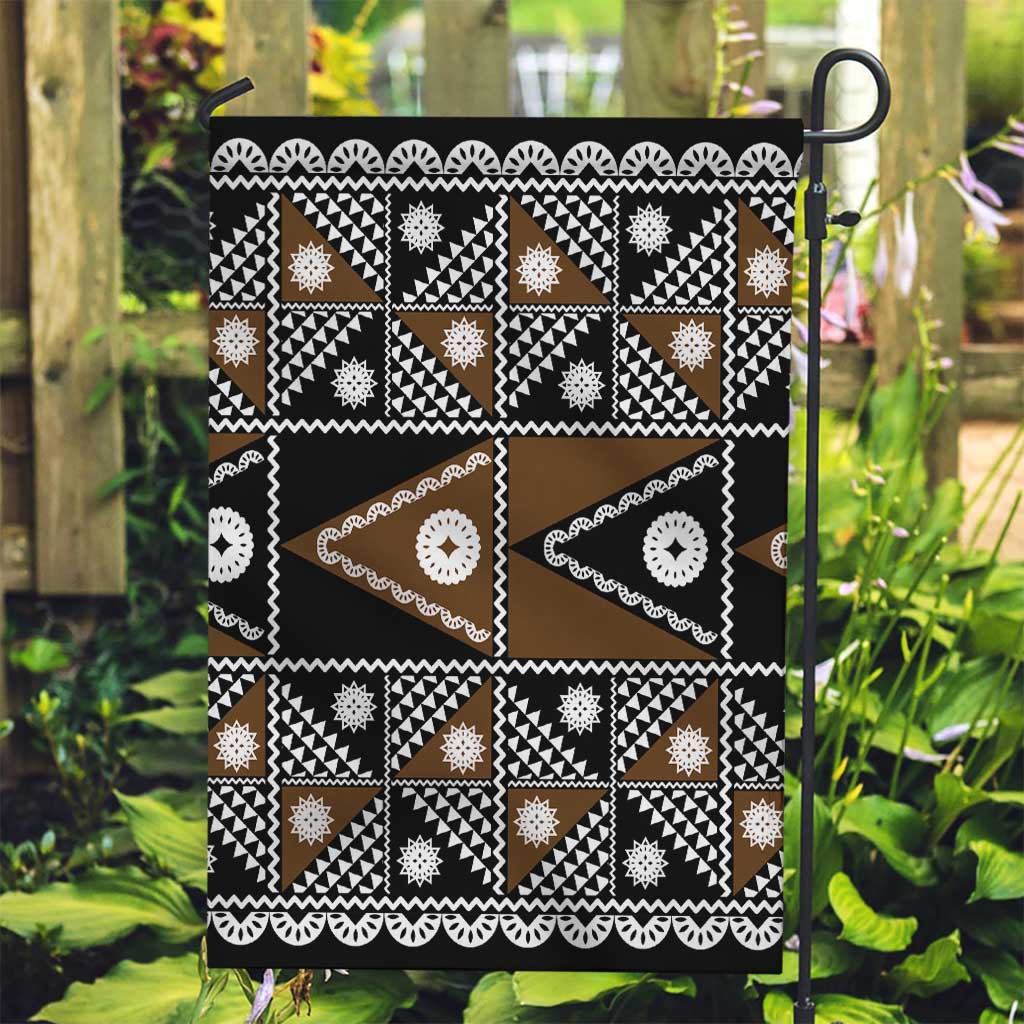 Fiji Brown Masi Pattern Garden Flag Fijian Tapa