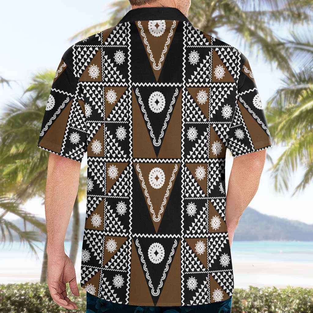 Fiji Brown Masi Pattern Hawaiian Shirt Fijian Tapa