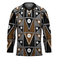 Fiji Brown Masi Pattern Hockey Jersey Fijian Tapa