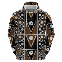 Fiji Brown Masi Pattern Hoodie Fijian Tapa
