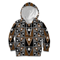 Fiji Brown Masi Pattern Kid Hoodie Fijian Tapa