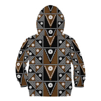 Fiji Brown Masi Pattern Kid Hoodie Fijian Tapa