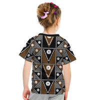 Fiji Brown Masi Pattern Kid T Shirt Fijian Tapa
