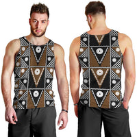 Fiji Brown Masi Pattern Men Tank Top Fijian Tapa