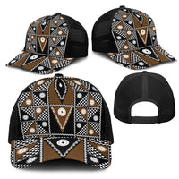 Fiji Brown Masi Pattern Mesh Trucker Cap Fijian Tapa