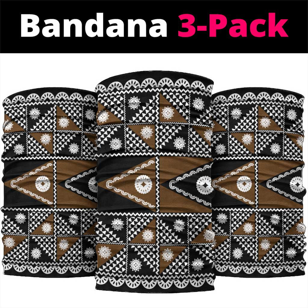 Fiji Brown Masi Pattern Neck Gaiter Fijian Tapa