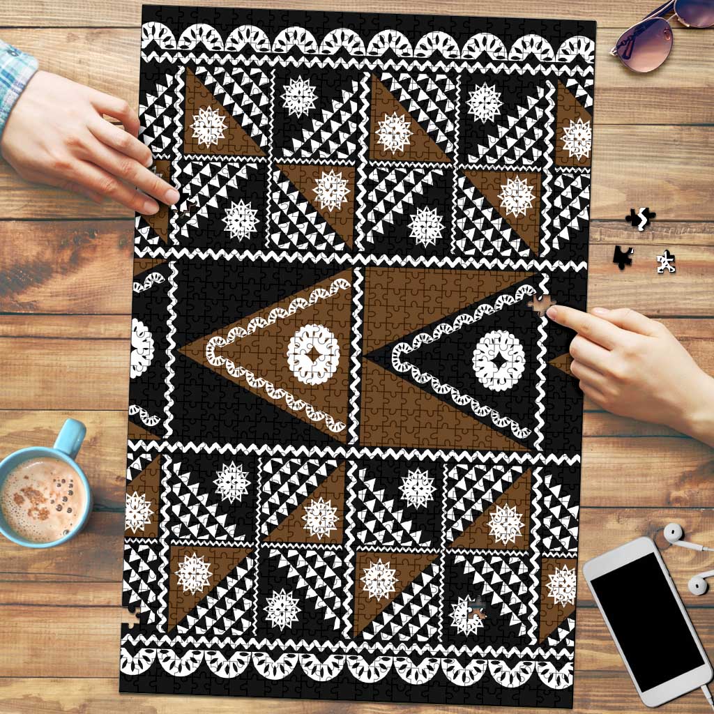 Fiji Brown Masi Pattern Puzzle Fijian Tapa