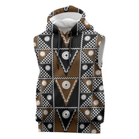 Fiji Brown Masi Pattern Sleeveless Hoodie Fijian Tapa