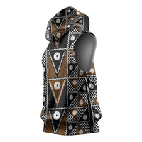 Fiji Brown Masi Pattern Sleeveless Hoodie Fijian Tapa