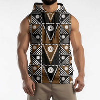 Fiji Brown Masi Pattern Sleeveless Hoodie Fijian Tapa
