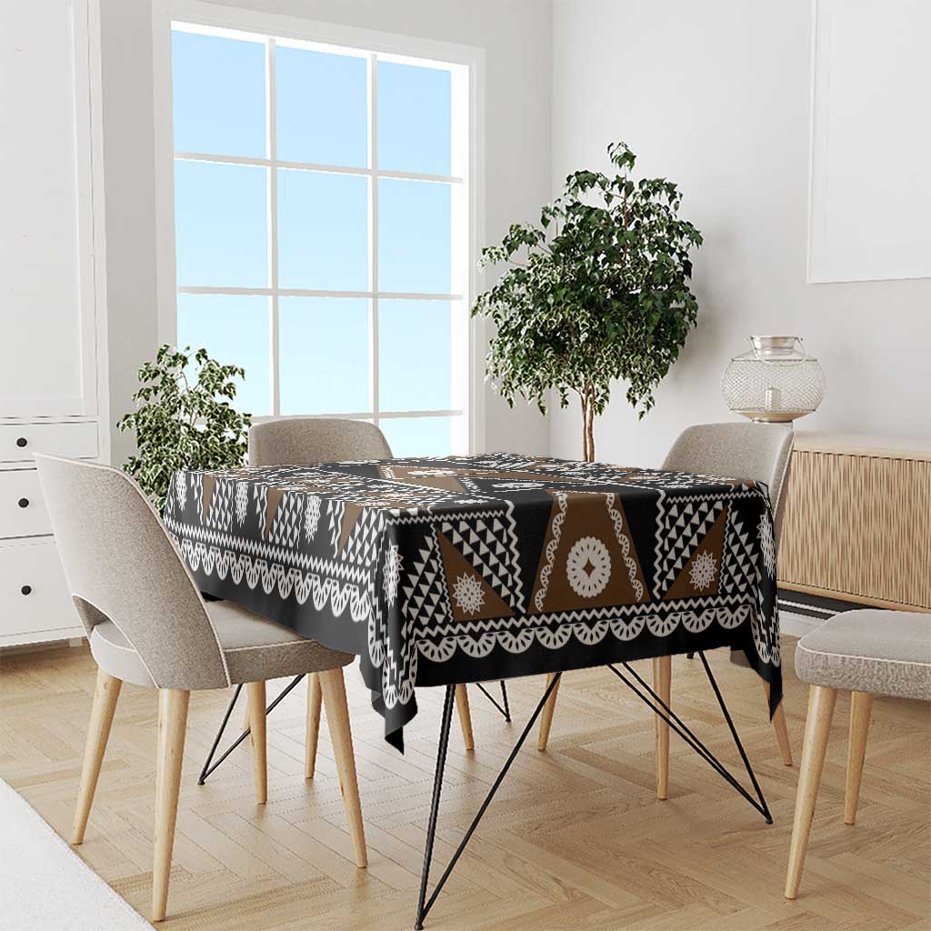 Fiji Brown Masi Pattern Tablecloth Fijian Tapa