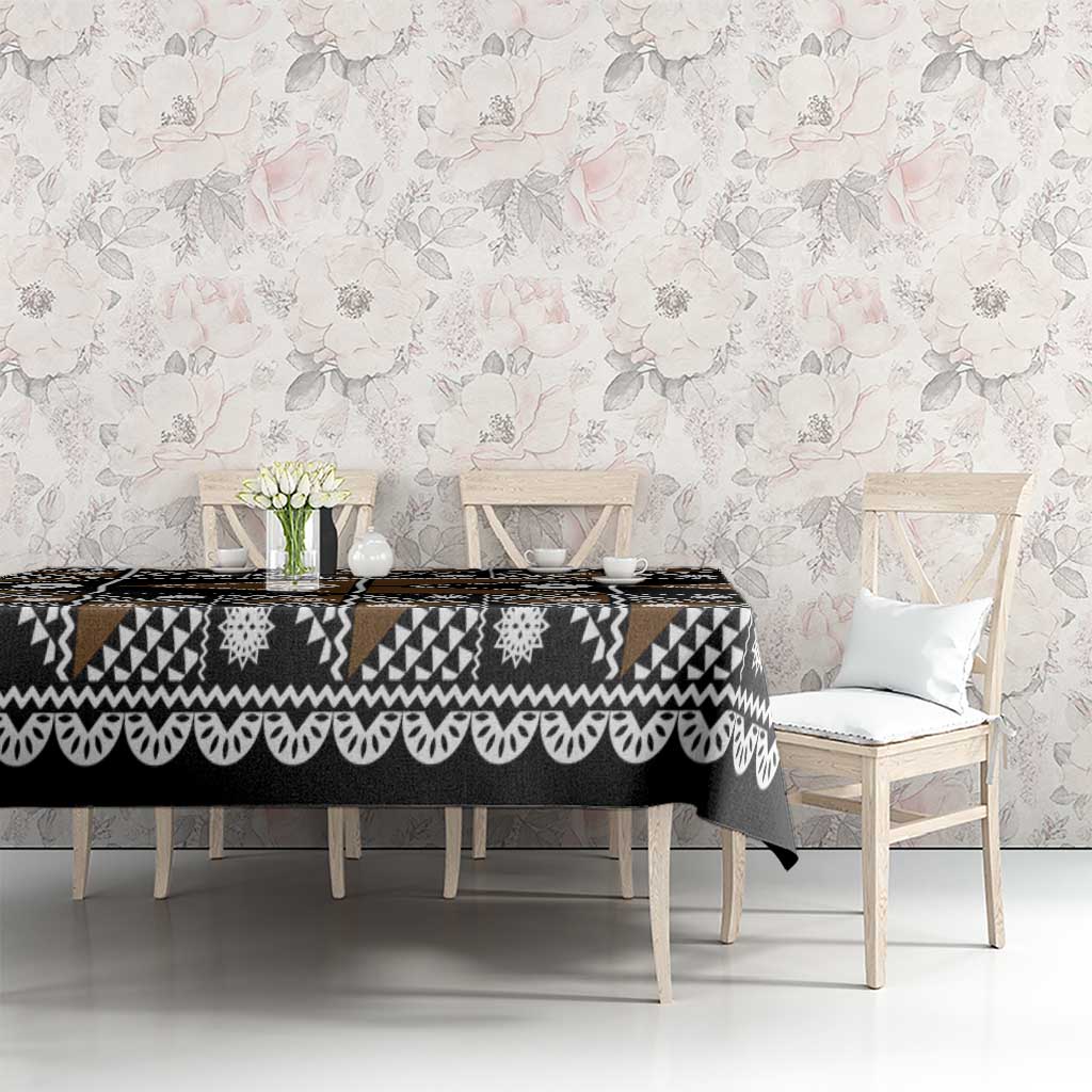 Fiji Brown Masi Pattern Tablecloth Fijian Tapa