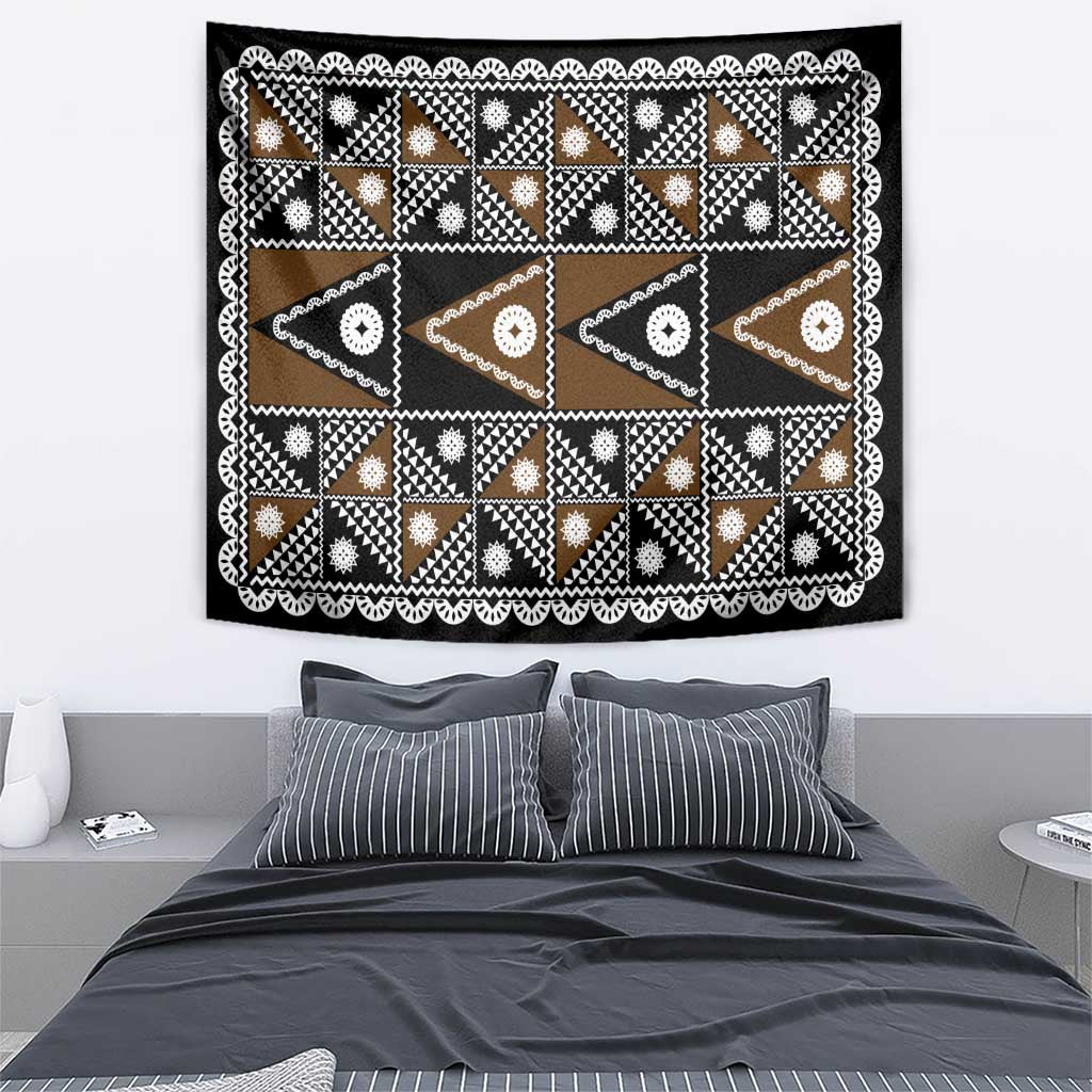 Fiji Brown Masi Pattern Tapestry Fijian Tapa
