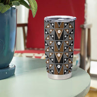 Fiji Brown Masi Pattern Tumbler Cup Fijian Tapa