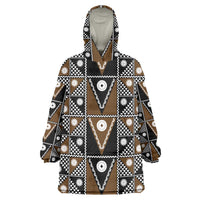 Fiji Brown Masi Pattern Wearable Blanket Hoodie Fijian Tapa