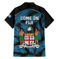 Fiji Rugby Family Matching Puletasi Dress and Hawaiian Shirt Flying Fijians Blue Palm Tree Version LT01 - Polynesian Pride