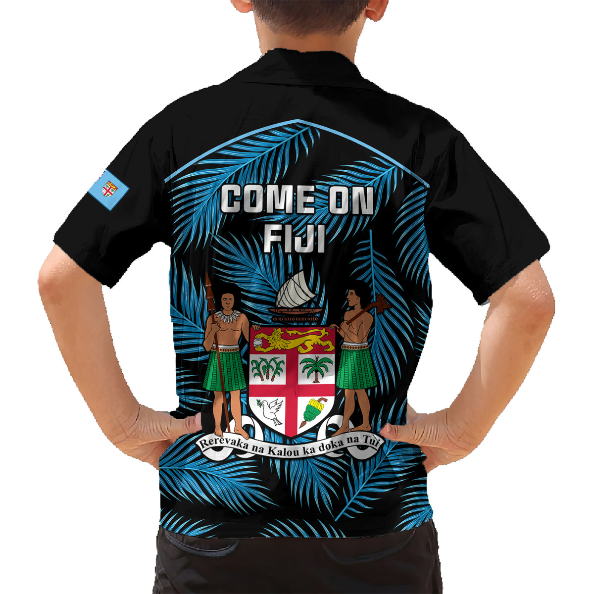 fiji-rugby-kid-hawaiian-shirt-flying-fijians-blue-palm-tree-version