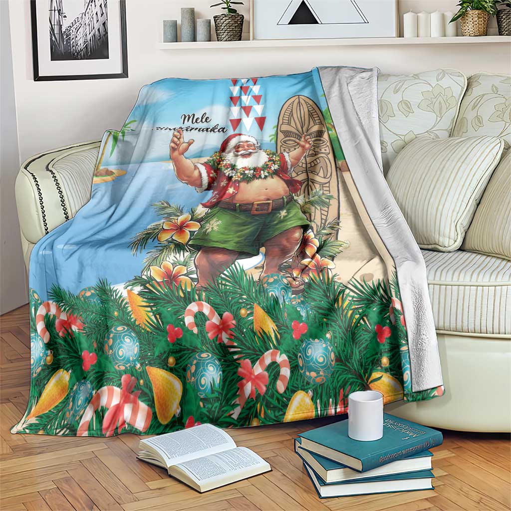 Hawaii Christmas Santa Claus Blanket Mele Kalikimaka Tropical Beach