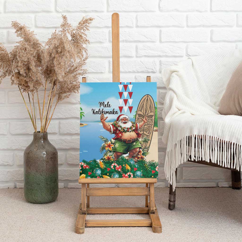 Hawaii Christmas Santa Claus Canvas Wall Art Mele Kalikimaka Tropical Beach