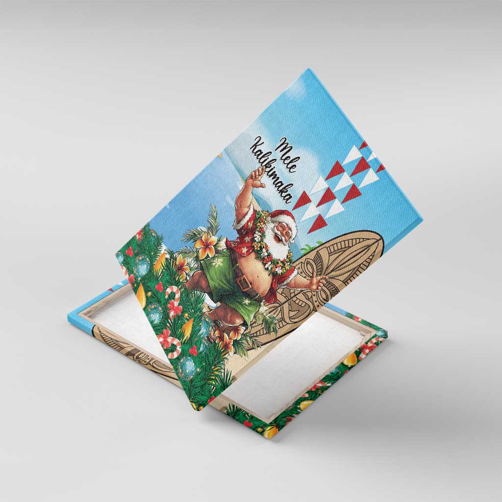 Hawaii Christmas Santa Claus Canvas Wall Art Mele Kalikimaka Tropical Beach