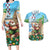 Hawaii Christmas Santa Claus Couples Matching Long Sleeve Bodycon Dress and Hawaiian Shirt Mele Kalikimaka Tropical Beach