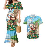 Hawaii Christmas Santa Claus Couples Matching Mermaid Dress and Hawaiian Shirt Mele Kalikimaka Tropical Beach LT01 Art - Polynesian Pride