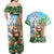 Hawaii Christmas Santa Claus Couples Matching Off Shoulder Maxi Dress and Hawaiian Shirt Mele Kalikimaka Tropical Beach