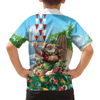 Hawaii Christmas Santa Claus Family Matching Long Sleeve Bodycon Dress and Hawaiian Shirt Mele Kalikimaka Tropical Beach LT01 - Polynesian Pride