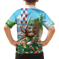 Hawaii Christmas Santa Claus Family Matching Short Sleeve Bodycon Dress and Hawaiian Shirt Mele Kalikimaka Tropical Beach LT01 - Polynesian Pride