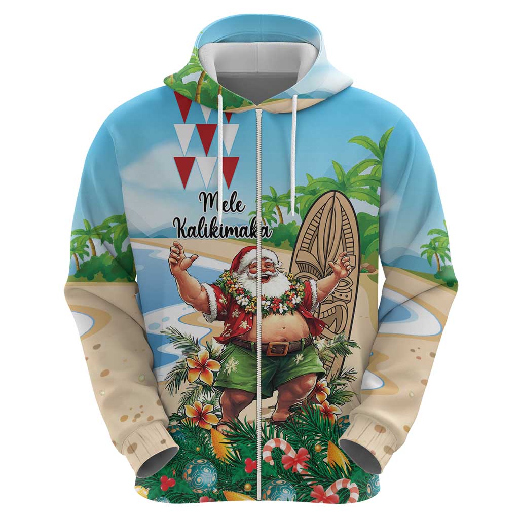 Hawaii Christmas Santa Claus Hoodie Mele Kalikimaka Tropical Beach