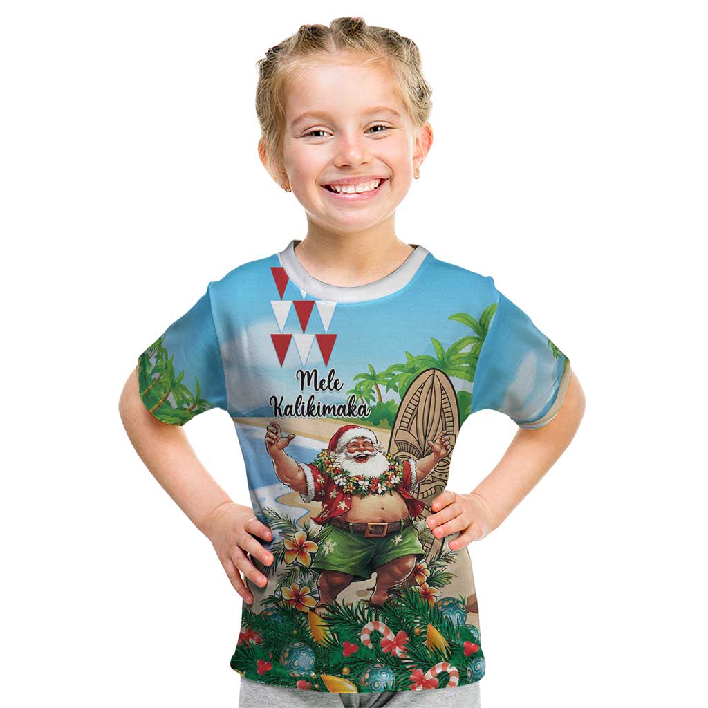 Hawaii Christmas Santa Claus Kid T Shirt Mele Kalikimaka Tropical Beach