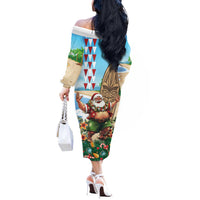 Hawaii Christmas Santa Claus Off The Shoulder Long Sleeve Dress Mele Kalikimaka Tropical Beach