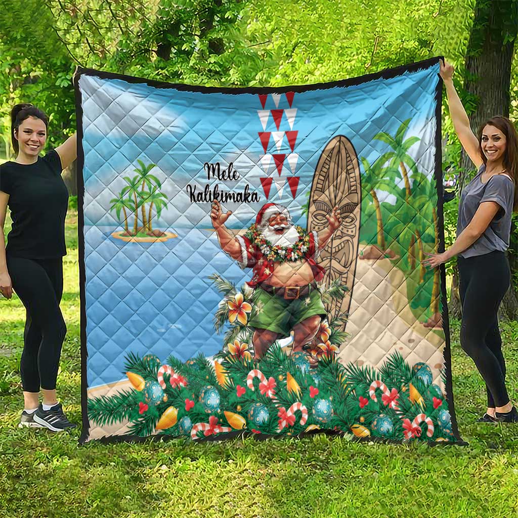 Hawaii Christmas Santa Claus Quilt Mele Kalikimaka Tropical Beach
