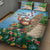 Hawaii Christmas Santa Claus Quilt Bed Set Mele Kalikimaka Tropical Beach