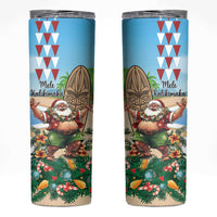 Hawaii Christmas Santa Claus Skinny Tumbler Mele Kalikimaka Tropical Beach