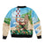 Hawaii Christmas Santa Claus Sleeve Zip Bomber Jacket Mele Kalikimaka Tropical Beach