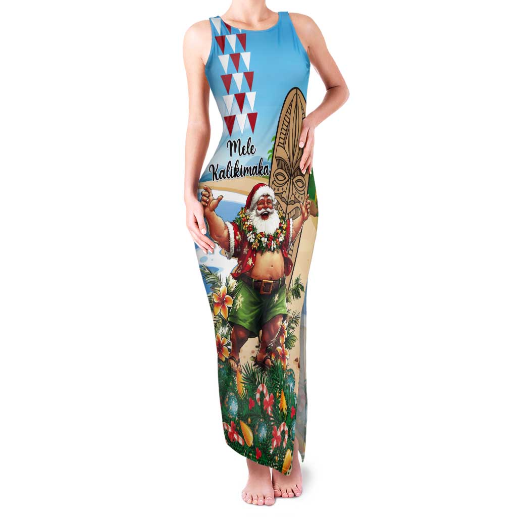 Hawaii Christmas Santa Claus Tank Maxi Dress Mele Kalikimaka Tropical Beach