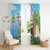 Hawaii Christmas Santa Claus Window Curtain Mele Kalikimaka Tropical Beach