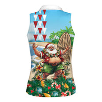 Hawaii Christmas Santa Claus Women Sleeveless Polo Shirt Mele Kalikimaka Tropical Beach LT01 - Polynesian Pride