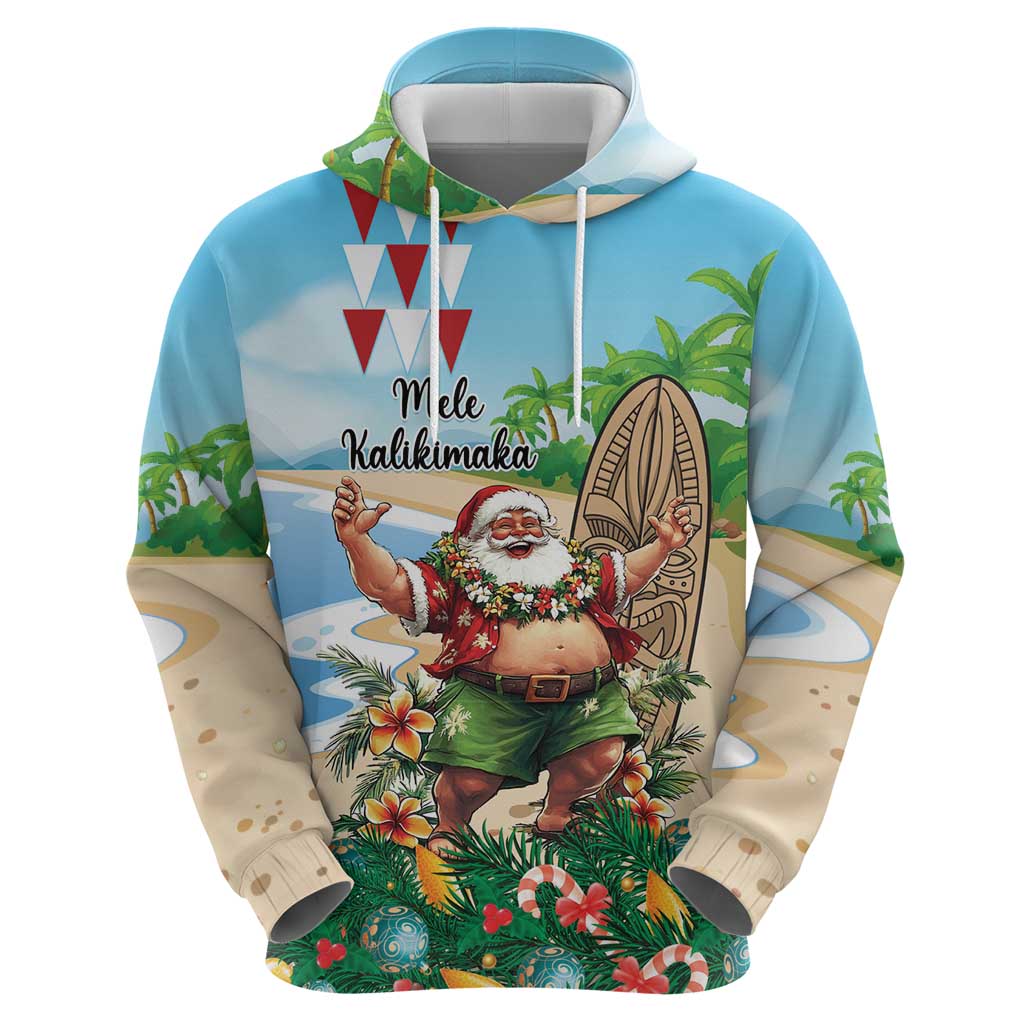 Hawaii Christmas Santa Claus Zip Hoodie Mele Kalikimaka Tropical Beach