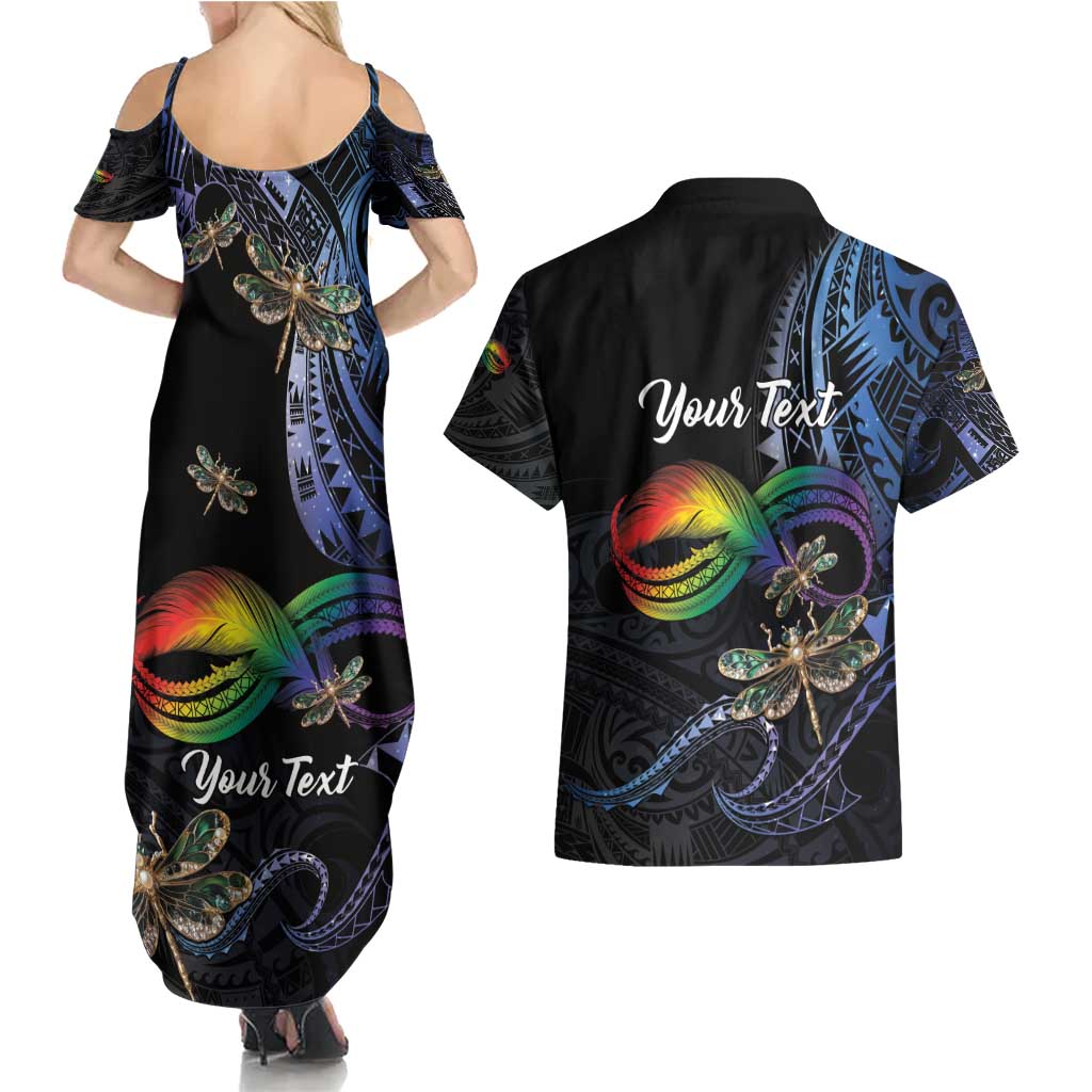 Personalised Polynesian Memorial Couples Matching Summer Maxi Dress and Hawaiian Shirt As Long As I Breathe You'll Be Remembered