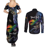 Personalised Polynesian Memorial Couples Matching Summer Maxi Dress and Long Sleeve Button Shirt As Long As I Breathe You'll Be Remembered LT01 - Polynesian Pride