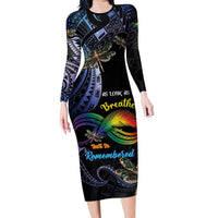 Personalised Polynesian Memorial Family Matching Long Sleeve Bodycon Dress and Hawaiian Shirt As Long As I Breathe You'll Be Remembered LT01 Mom's Dress Colorful - Polynesian Pride