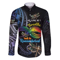 Personalised Polynesian Memorial Family Matching Off The Shoulder Long Sleeve Dress and Hawaiian Shirt As Long As I Breathe You'll Be Remembered LT01 Dad's Shirt - Long Sleeve Colorful - Polynesian Pride