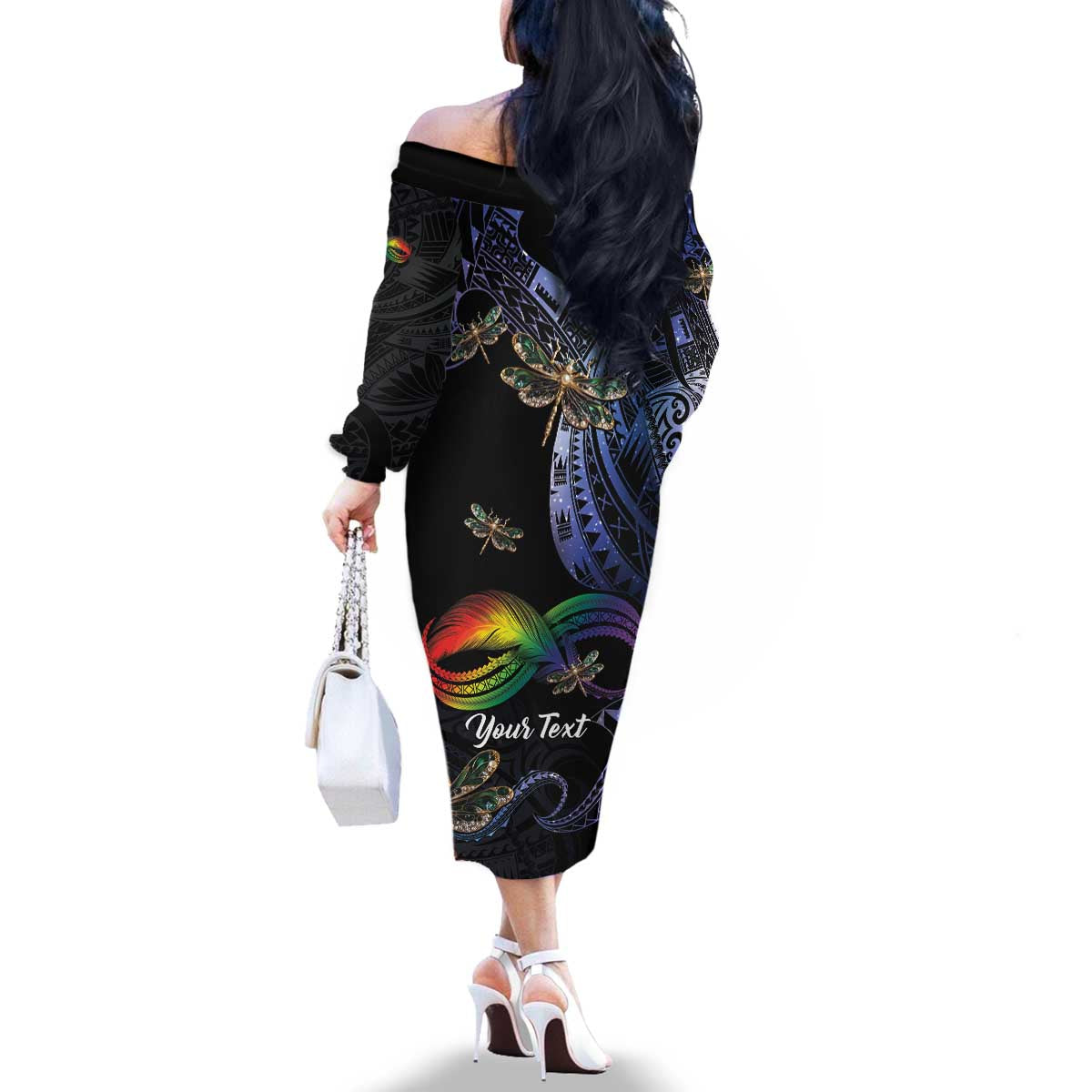Personalised Polynesian Memorial Family Matching Off The Shoulder Long Sleeve Dress and Hawaiian Shirt As Long As I Breathe You'll Be Remembered LT01 - Polynesian Pride