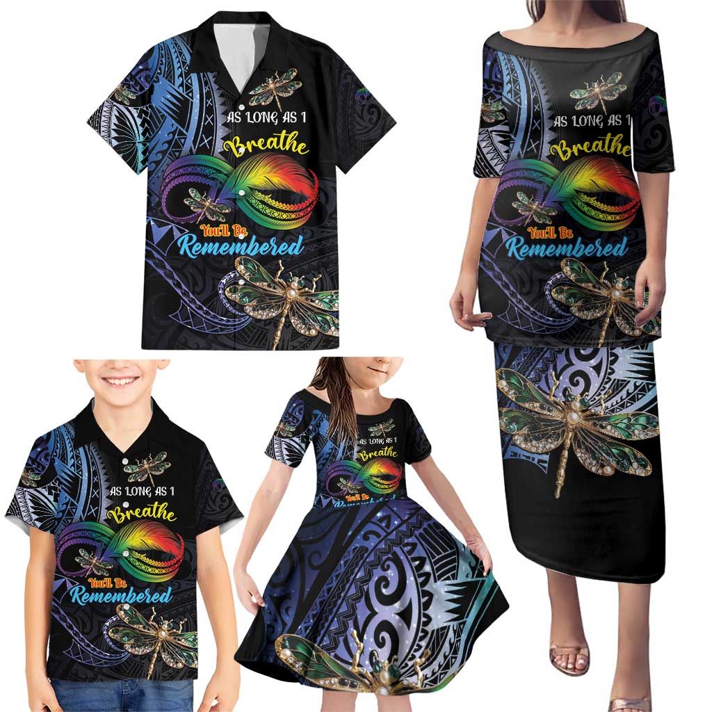 Personalised Polynesian Memorial Family Matching Puletasi and Hawaiian Shirt As Long As I Breathe You'll Be Remembered LT01 - Polynesian Pride