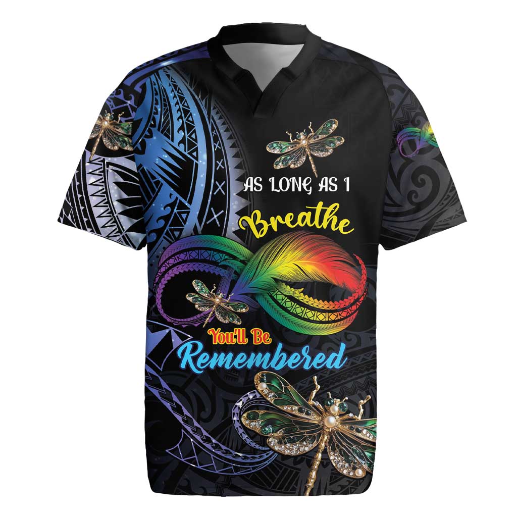 Personalised Polynesian Memorial Rugby Jersey As Long As I Breathe You'll Be Remembered