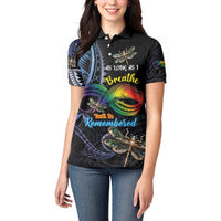 Personalised Polynesian Memorial Women Polo Shirt As Long As I Breathe You'll Be Remembered