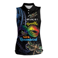 Personalised Polynesian Memorial Women Sleeveless Polo Shirt As Long As I Breathe You'll Be Remembered LT01 Female Colorful - Polynesian Pride