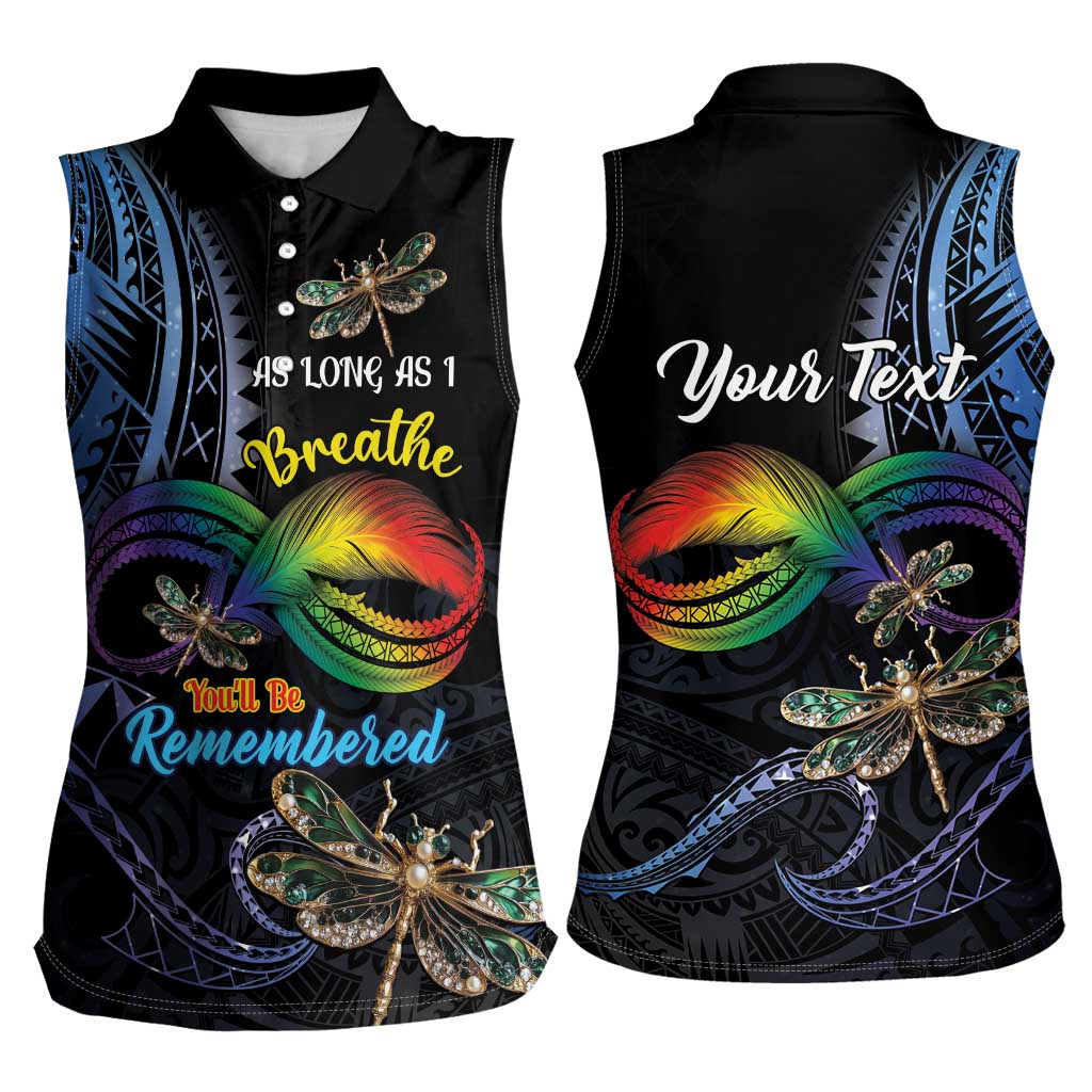Personalised Polynesian Memorial Women Sleeveless Polo Shirt As Long As I Breathe You'll Be Remembered LT01 - Polynesian Pride